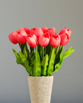 Alamkari India Polyurethane Artificial Tulip Flower Sticks (5 Sticks, 50 cm, Pink)